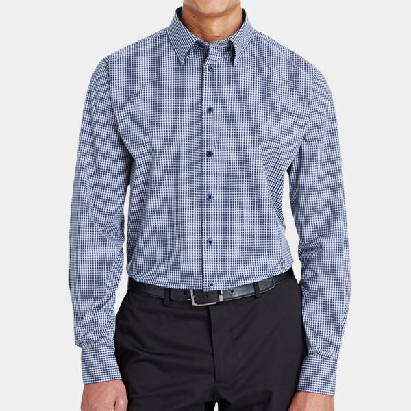 Men's CrownLux Performance® Tonal Mini Check Woven Dress Shirt Thumbnail