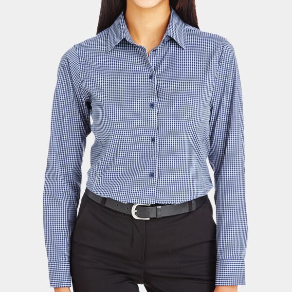 Women's CrownLux Performance® Tonal Mini Check Woven Dress Shirt Thumbnail