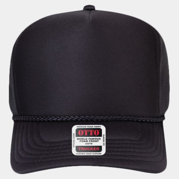 OTTO CAP 5 Panel High Crown Circle Mesh Back Trucker Hat Thumbnail