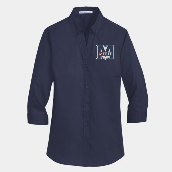 Merit Prep - Women's 3/4 Sleeve SuperPro Twill Shirt Thumbnail