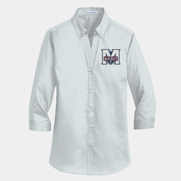 Merit Prep - Women's 3/4 Sleeve SuperPro Twill Shirt Thumbnail